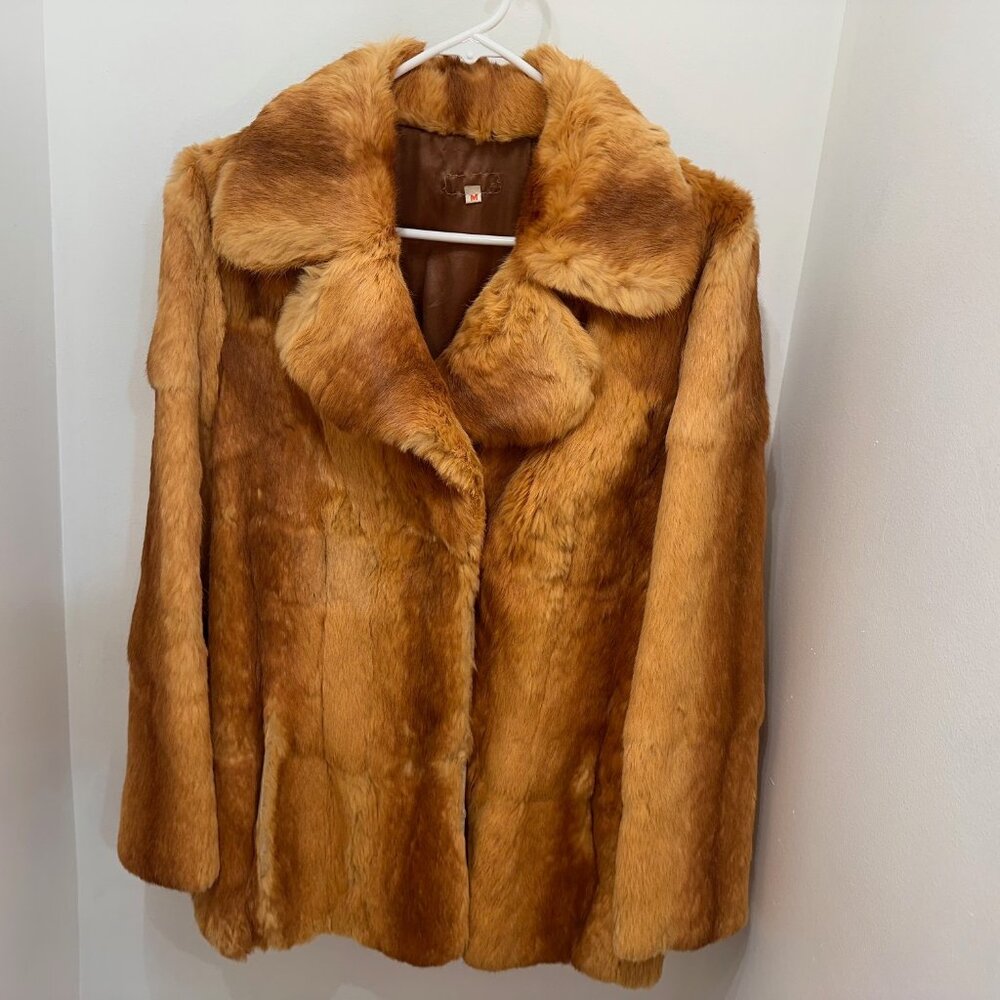 Genuine Vintage Rabbit Fur Coat Medium